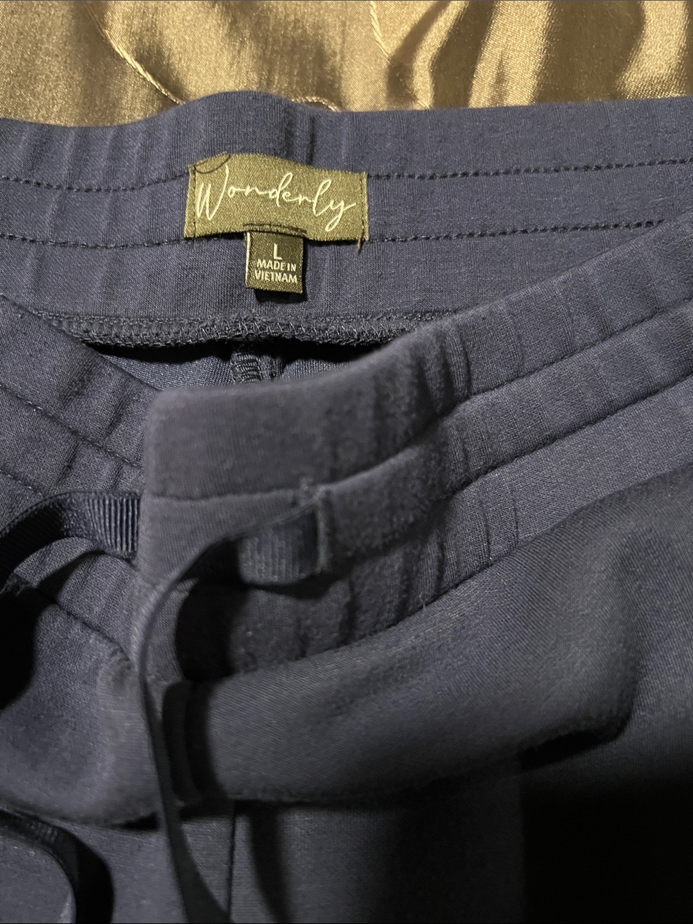 Wonderly Navy Wide Straight Leg Casual Drawstring Lounge Pants Relaxed Women LG - Picture 3 of 12